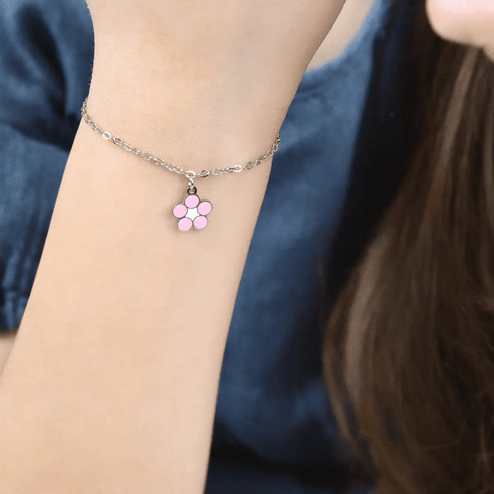 BRACCIALE BAMBINA IN ACCIAIO CON FIORE