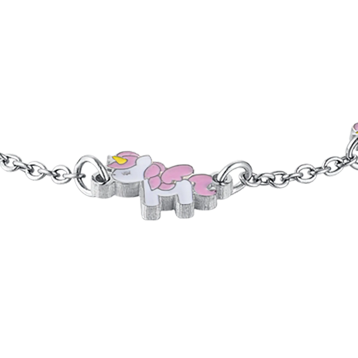 BRACCIALE BAMBINA IN ACCIAIO CON UNICORNI