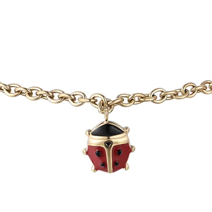 BRACCIALE BAMBINA IN ACCIAIO IP GOLD CON COCCINELLA