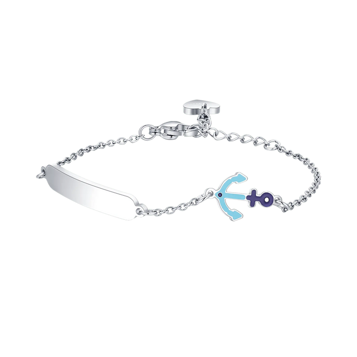 BRACCIALE BAMBINO IN ACCIAIO CON ANCORA BLU