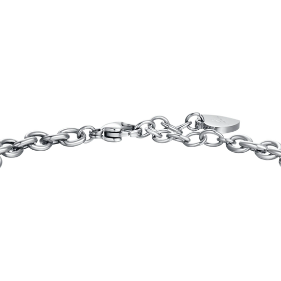 BRACCIALE DONNA IN ACCIAIO CON CORNO CON SMALTO ROSSO E PERLA BIANCA