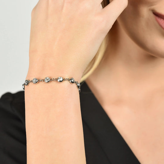 BRACCIALE DONNA IN ACCIAIO CON CRISTALLI BIANCHI