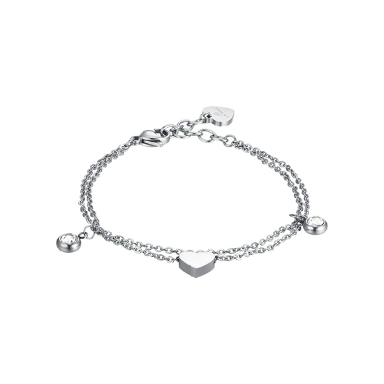 BRACCIALE DONNA IN ACCIAIO CON CUORE E CRISTALLO BIANCO