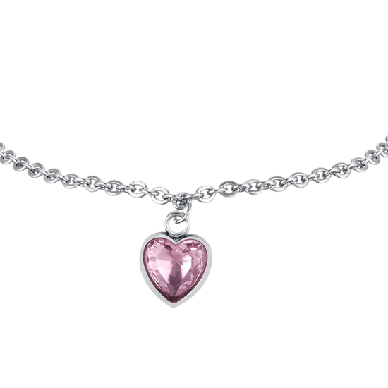 BRACCIALE DONNA IN ACCIAIO CON CUORE PUNTO LUCE ROSA