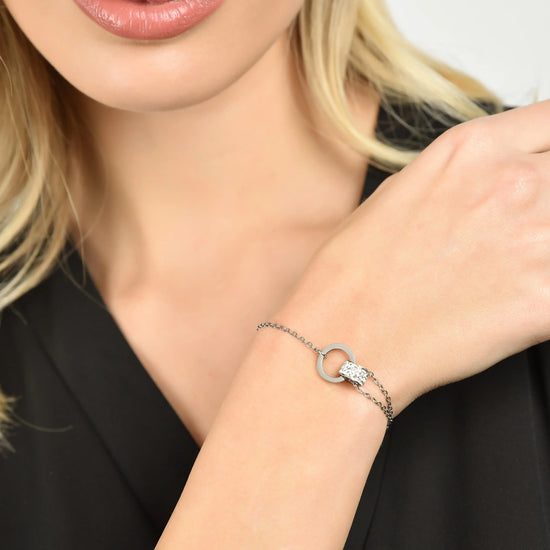 BRACCIALE DONNA IN ACCIAIO CON ELEMENTO CON CRISTALLI BIANCHI