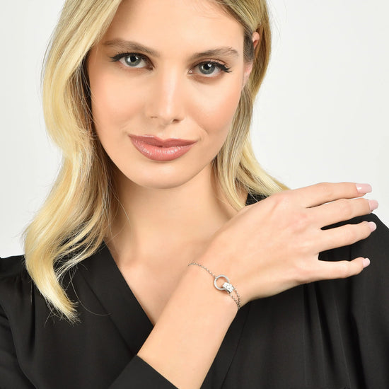 BRACCIALE DONNA IN ACCIAIO CON ELEMENTO CON CRISTALLI BIANCHI