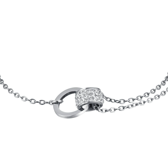 BRACCIALE DONNA IN ACCIAIO CON ELEMENTO CON CRISTALLI BIANCHI