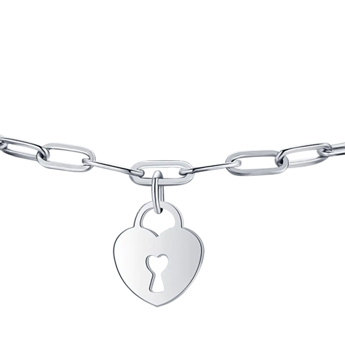 BRACCIALE DONNA IN ACCIAIO CON LUNA CUORE LUCCHETTO E STELLA