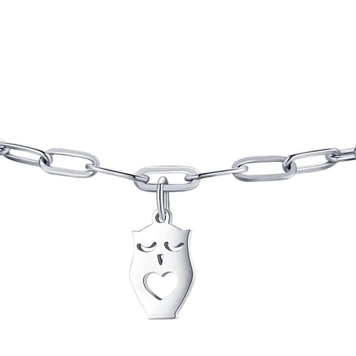BRACCIALE DONNA IN ACCIAIO CON LUNA, GUFO E STELLA