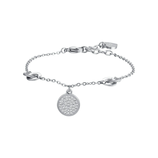 BRACCIALE DONNA IN ACCIAIO CON PIASTRA CON CRISTALLI BIANCHI