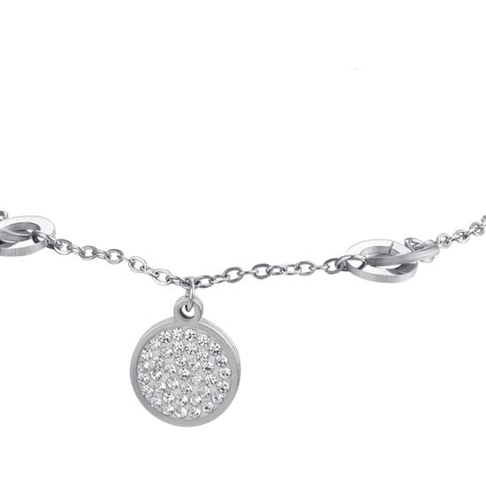 BRACCIALE DONNA IN ACCIAIO CON PIASTRA CON CRISTALLI BIANCHI