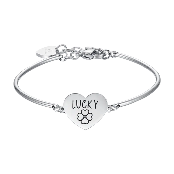 BRACCIALE DONNA IN ACCIAIO CON SCRITTA LUCKY