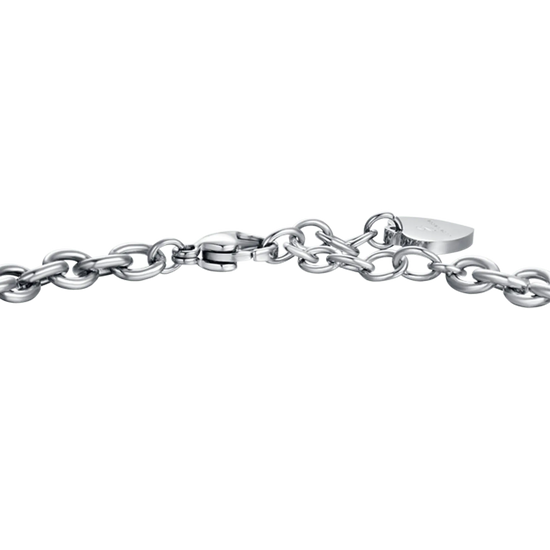 BRACCIALE DONNA IN ACCIAIO CON SIMBOLI PORTAFORTUNA E SMALTO ROSSO