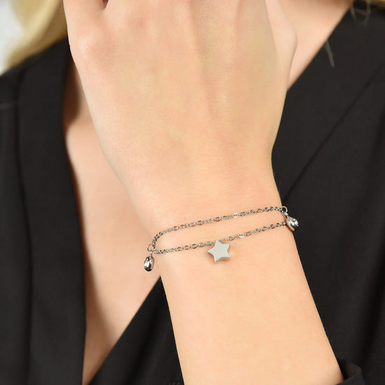 BRACCIALE DONNA IN ACCIAIO CON STELLA E CRISTALLO BIANCO
