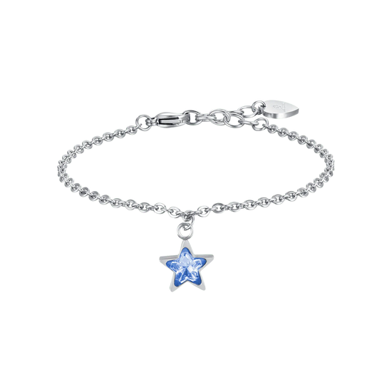 BRACCIALE DONNA IN ACCIAIO CON STELLA PUNTO LUCE AZZURRO