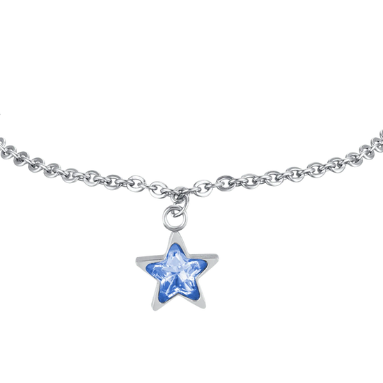 BRACCIALE DONNA IN ACCIAIO CON STELLA PUNTO LUCE AZZURRO