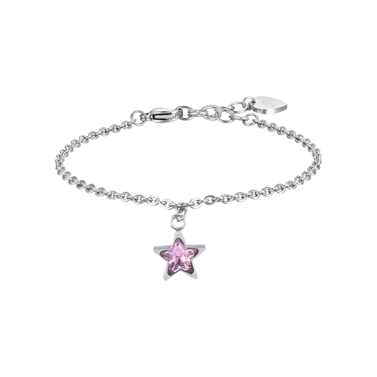 BRACCIALE DONNA IN ACCIAIO CON STELLA PUNTO LUCE ROSA