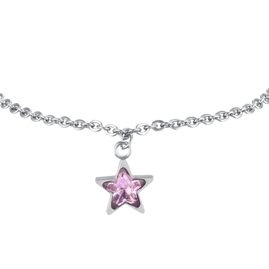 BRACCIALE DONNA IN ACCIAIO CON STELLA PUNTO LUCE ROSA