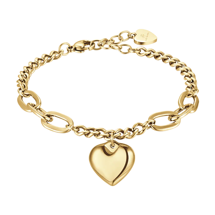 BRACELET FEMME EN ACIER DORÉ AVEC COEUR PLEIN
