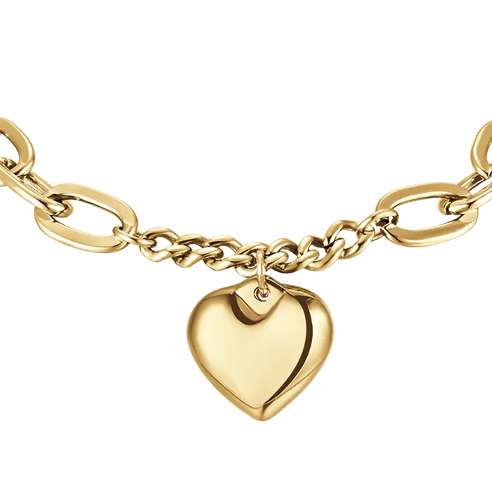 BRACELET FEMME EN ACIER DORÉ AVEC COEUR PLEIN