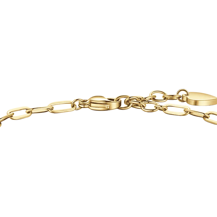 BRACCIALE DONNA IN ACCIAIO DORATO CON CUORE, FARFALLA E QUADRIFOGLIO