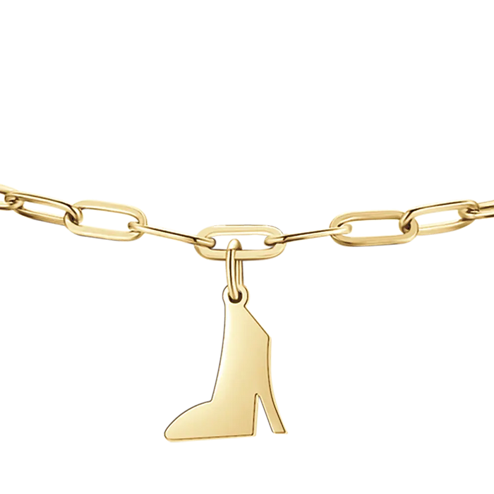 BRACCIALE DONNA IN ACCIAIO DORATO CON CUORE, SCARPA E STELLA