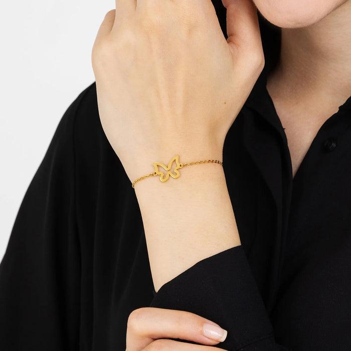 WOMEN'S BRACELET IN GOLD STEEL WITH HOLLOW BUTTERFLY