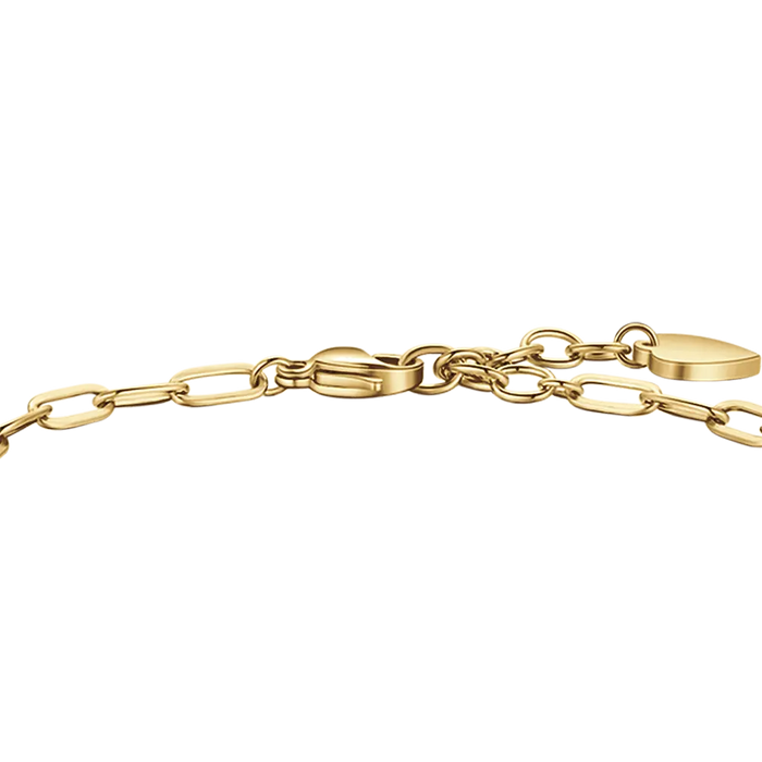 BRACCIALE DONNA IN ACCIAIO DORATO CON LUNA, CUORE LUCCHETTO E STELLA