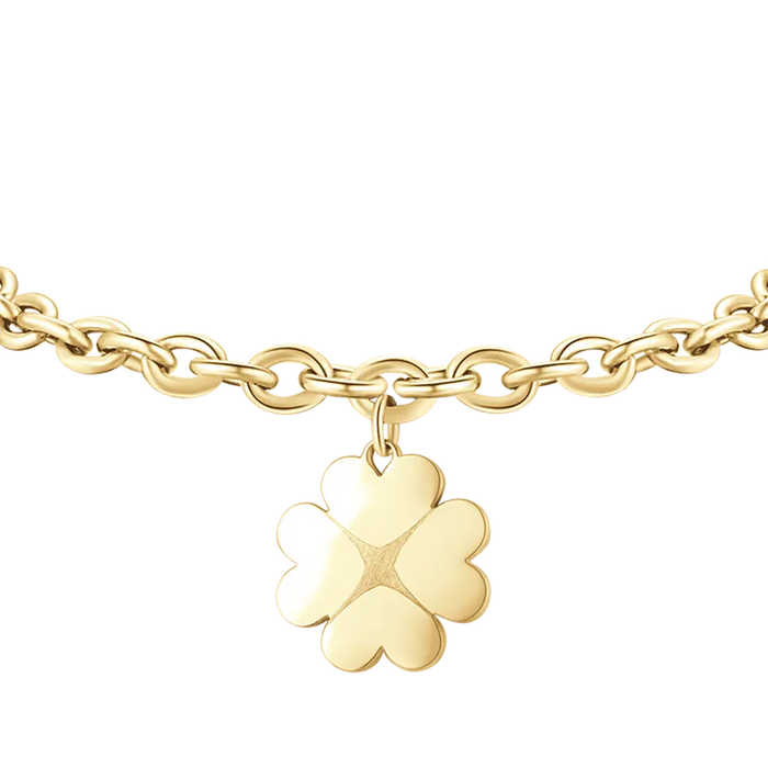 BRACCIALE DONNA IN ACCIAIO DORATO CON QUADRIFOGLIO