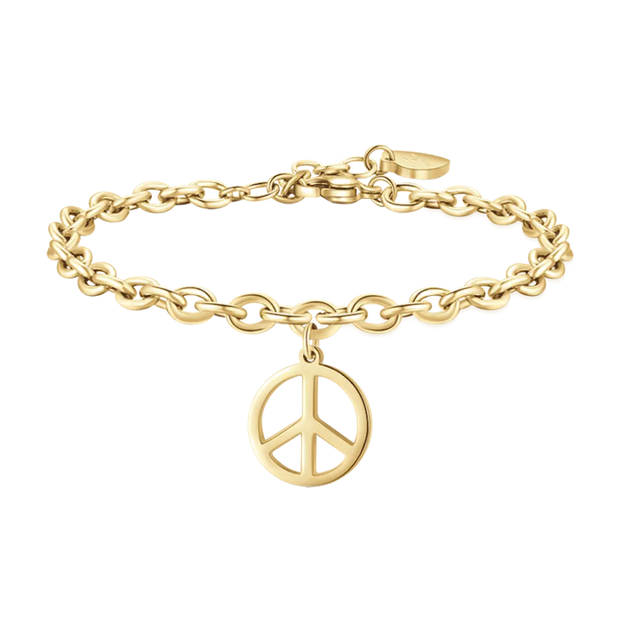 BRACCIALE DONNA IN ACCIAIO DORATO CON SIMBOLO PACE