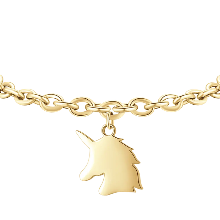 BRACCIALE DONNA IN ACCIAIO DORATO CON UNICORNO