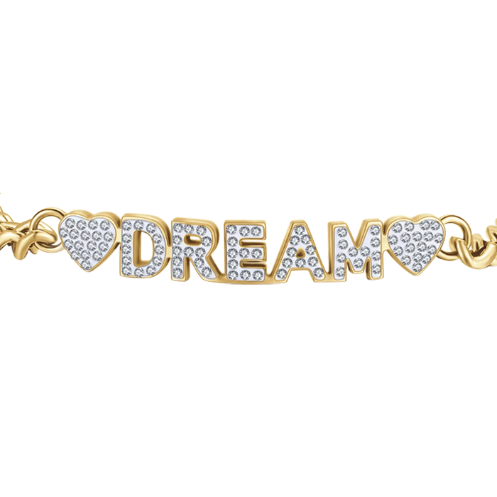 BRACCIALE DONNA IN ACCIAIO DORATO DREAM CON CRISTALLI BIANCHI