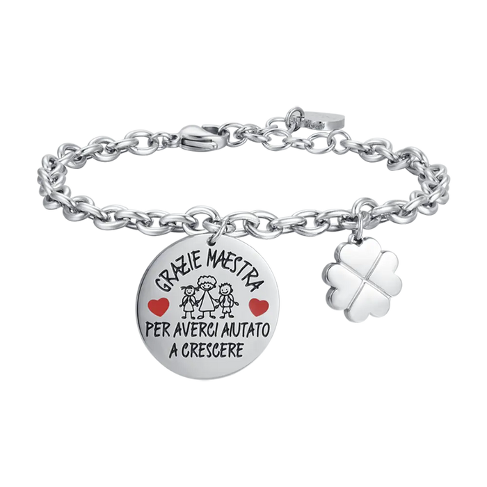 BRACCIALE DONNA IN ACCIAIO GRAZIE MAESTRA PER AVERCI AIUTATO A CRESCERE