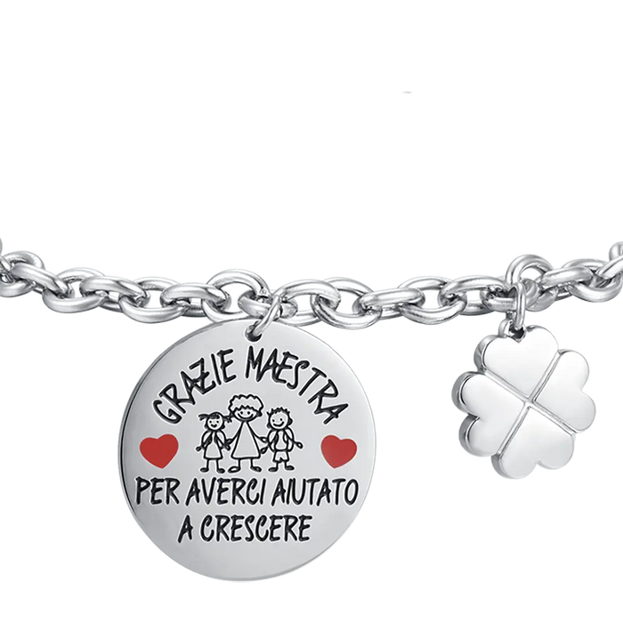 BRACCIALE DONNA IN ACCIAIO GRAZIE MAESTRA PER AVERCI AIUTATO A CRESCERE