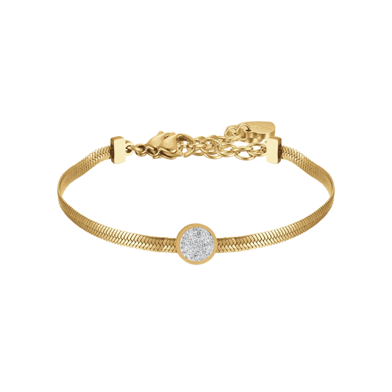 BRACCIALE DONNA IN ACCIAIO IP GOLD CON ELEMENTO CON CRISTALLI BIANCHI