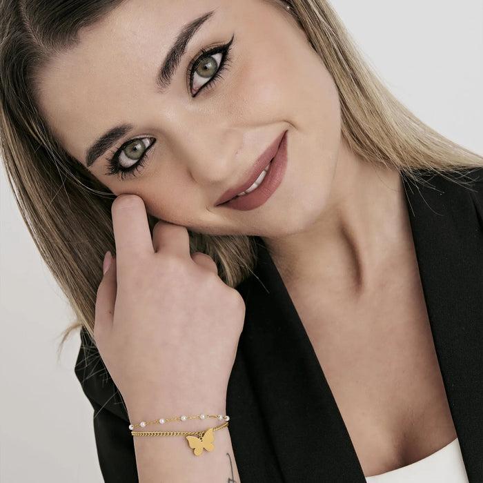 BRACCIALE DONNA IN ACCIAIO IP GOLD CON FARFALLA