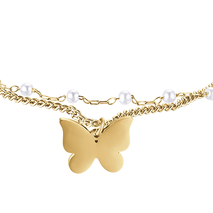 BRACCIALE DONNA IN ACCIAIO IP GOLD CON FARFALLA
