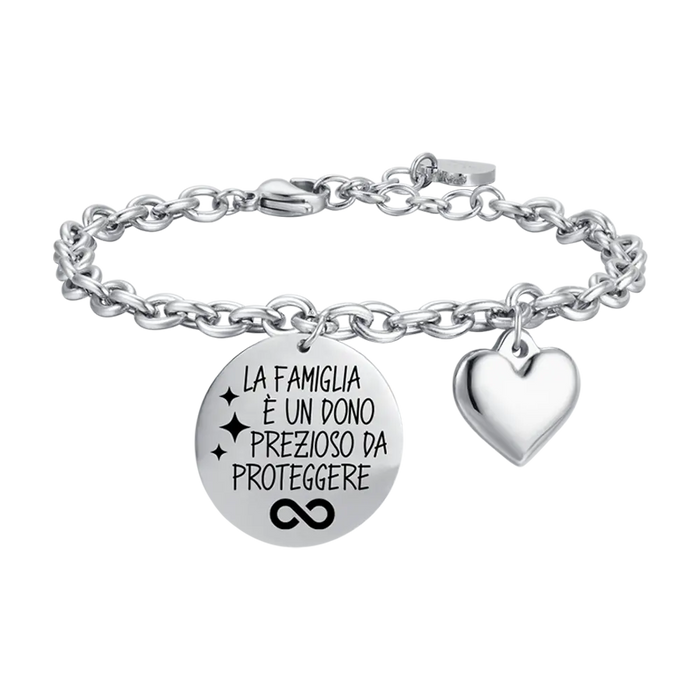 BRACELET EN ACIER POUR FEMME LA FAMILLE EST UN CADEAU PRÉCIEUX À PROTÉGER