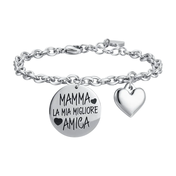 BRACCIALE DONNA IN ACCIAIO MAMMA SEI LA MIA MIGLIORE AMICA