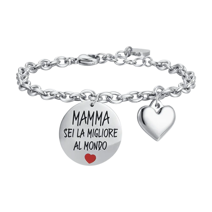 BRACCIALE DONNA IN ACCIAIO MAMMA SEI LA MIGLIORE AL MONDO