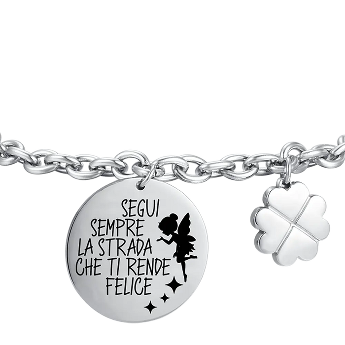 WOMEN'S STEEL BRACELET ALWAYS FOLLOW THE ROAD THAT MAKES YOU HAPPY