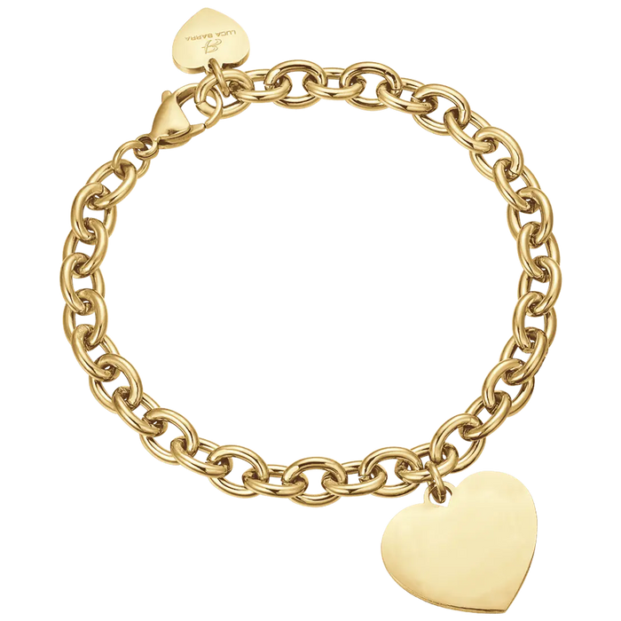 BRACCIALE DONNA PERSONALIZZATO IN ACCIAIO DORATO CON CUORE MAGLIA CATENA