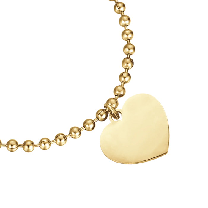 BRACCIALE DONNA PERSONALIZZATO IN ACCIAIO DORATO CON CUORE MAGLIA PALLINATA