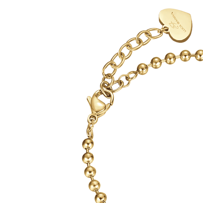 BRACCIALE DONNA PERSONALIZZATO IN ACCIAIO DORATO CON CUORE MAGLIA PALLINATA