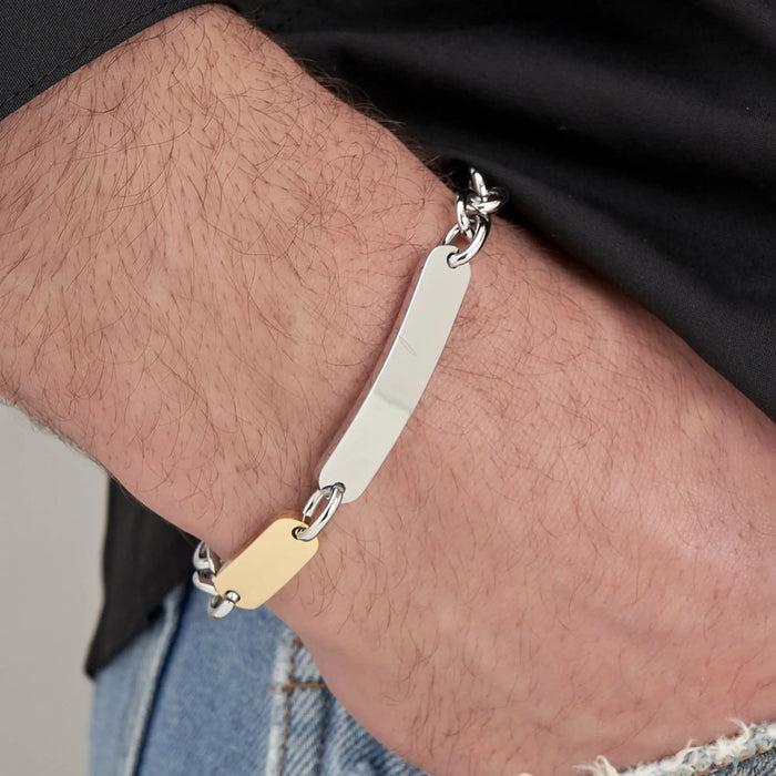BRACCIALE UOMO IN ACCIAIO CON ELEMENTO IN ACCIAIO DORATO