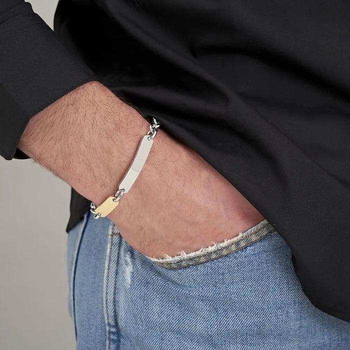 BRACCIALE UOMO IN ACCIAIO CON ELEMENTO IN ACCIAIO DORATO