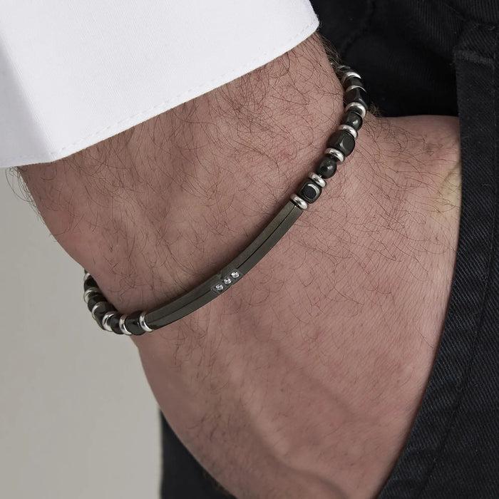 MEN'S BRACELET IN STEEL WITH HEMATITE STEEL