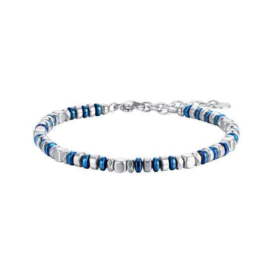 BRACCIALE UOMO IN ACCIAIO CON EMATITE BLU E SILVER