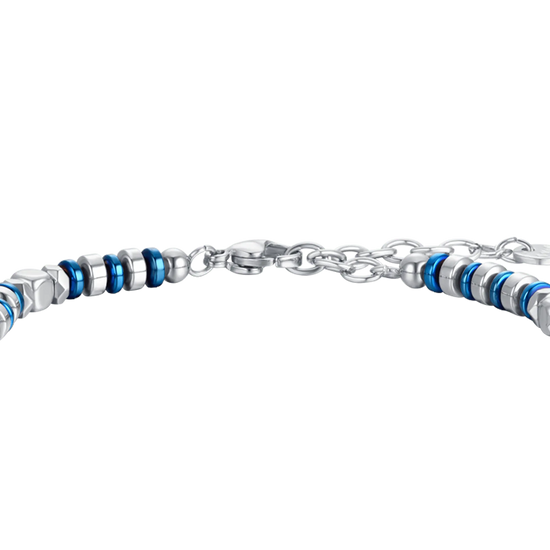 BRACCIALE UOMO IN ACCIAIO CON EMATITE BLU E SILVER