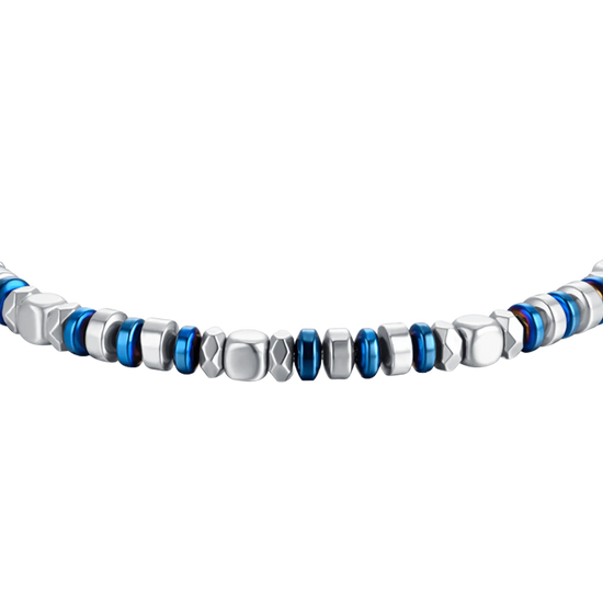BRACCIALE UOMO IN ACCIAIO CON EMATITE BLU E SILVER